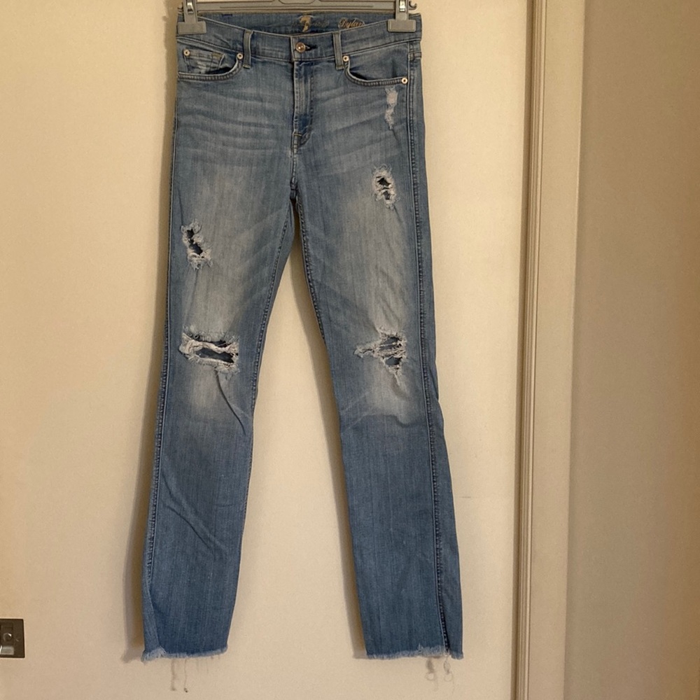7 for all mankind Dylan straight mid rise distressed jeans
